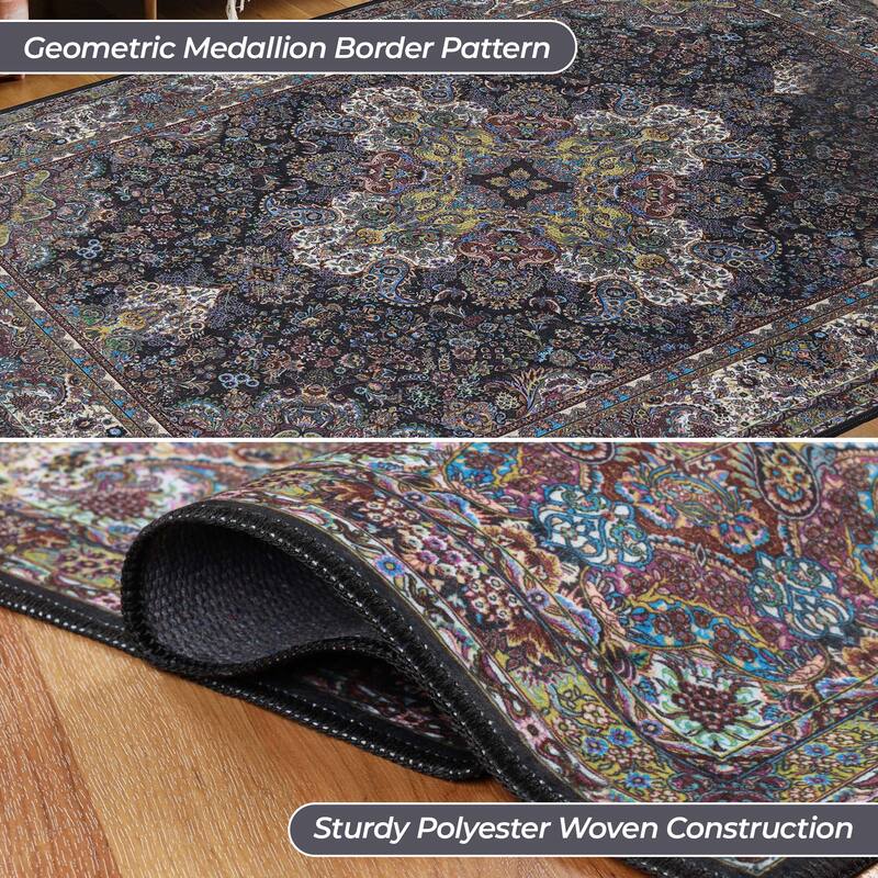 Superior Flamingo Medallion Machine Washable Indoor Area Rug or Runner