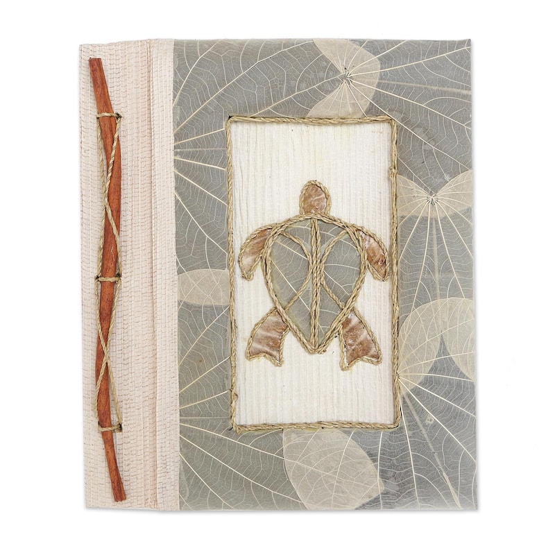 Novica Handmade Tortoise Thoughts In Grey Natural Fiber Journal