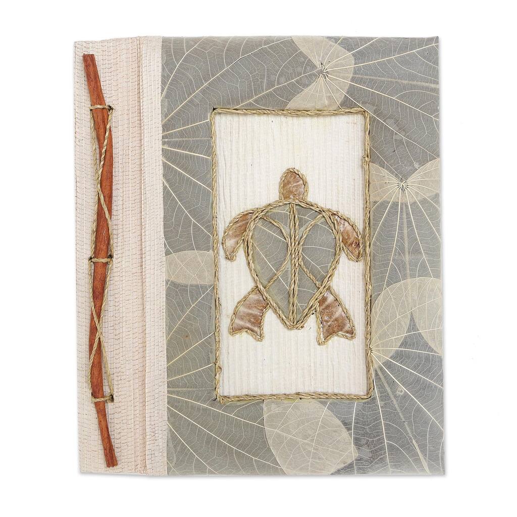 Novica Handmade Tortoise Thoughts In Grey Natural Fiber Journal