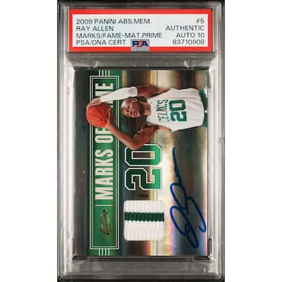 Ray Allen 2009 Panini Absolute Game Patch Signed Card #5 Auto Graded PSA 10 4/10 - 8'6" x 11'6"