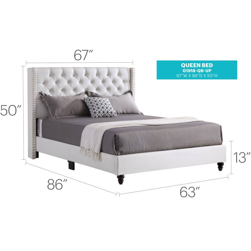 Rustic Romance Upholstered Bed - Deep Tufted Headboard, Box Spring Needed, Bedroom Furniture