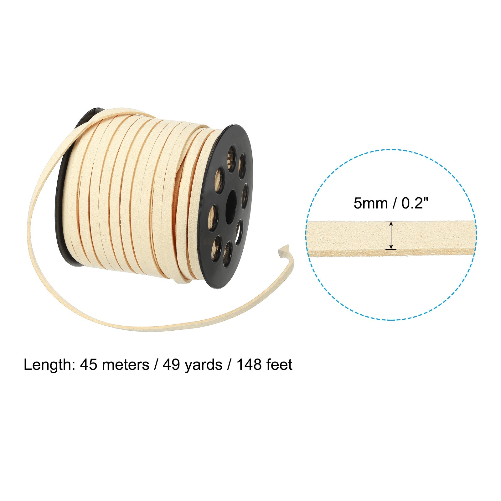 Suede Leather Cord, Faux Suede Cord Flat Leather String with Roll Spool for Necklace Bracelet Beading Jewelry Making - 98 Yards