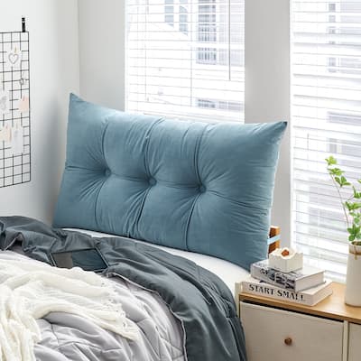 Rainha - Plush Tufted College Headboard - Smoke Blue