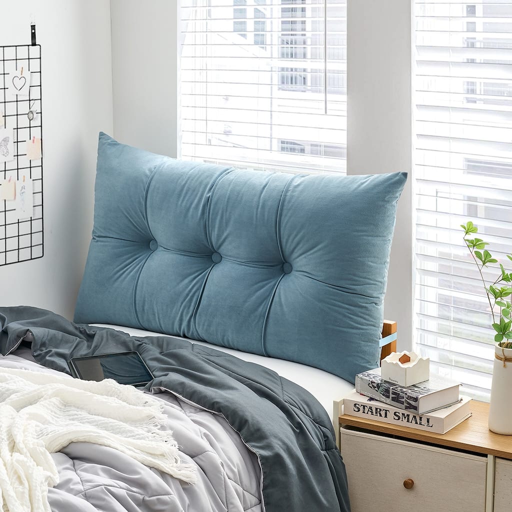 Rainha - Plush Tufted College Headboard - Smoke Blue