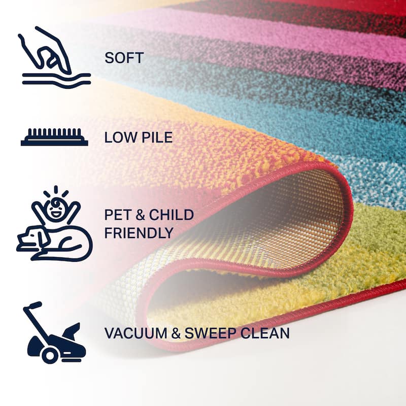 JONATHAN Y Kingdarr Rainbow Contemporary Stripe Multi Area Rug