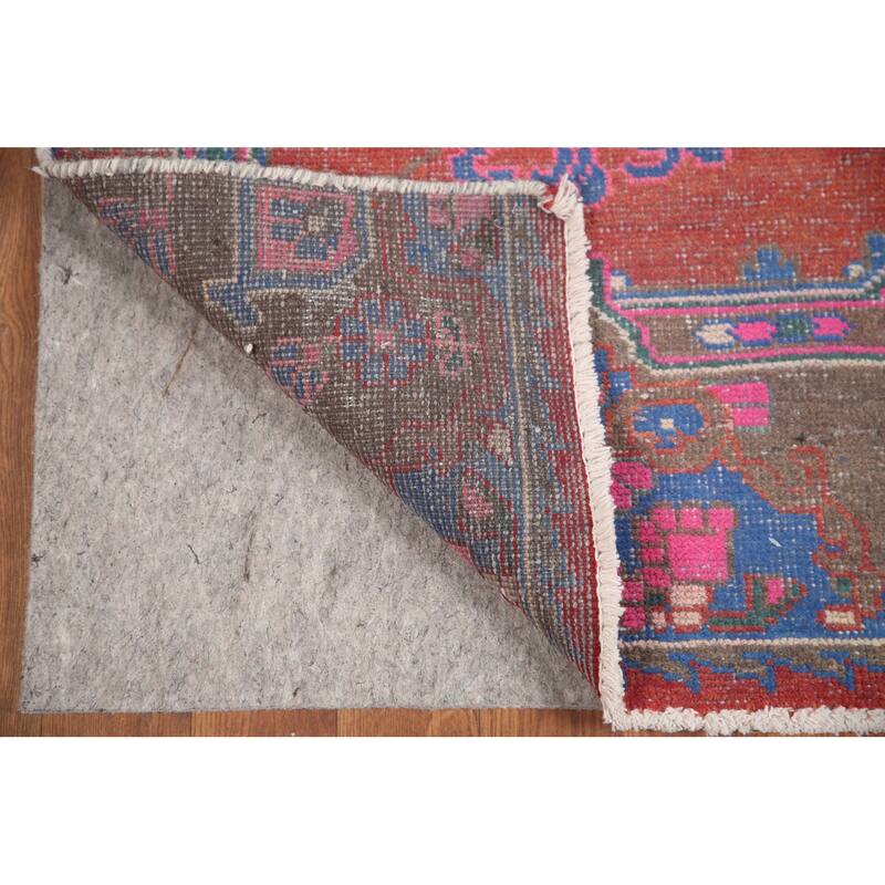 Hand Knotted Oriental 100% Wool Carpet Traditional Medallion Red Tabriz Runner Rug - 10' 4'' X 4' 4''