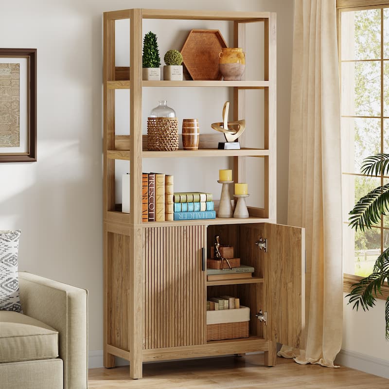 70.9 Inch Tall Bookcase with Storage for Living Room/Home Office - 13.78" D x 31.5" W x 70.9" H