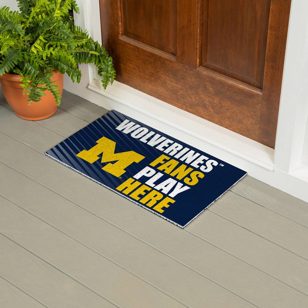 28 in. x 16 in. University Of Michigan "Fans Play Here" PVC Door Mat