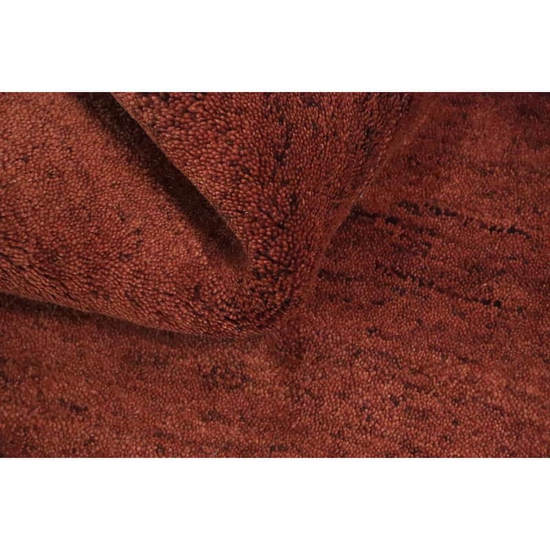 Hand Knotted Oriental 100% Wool Carpet Modern Solid Brown Gabbeh Runner Rug - 6' 7'' X 2' 6''