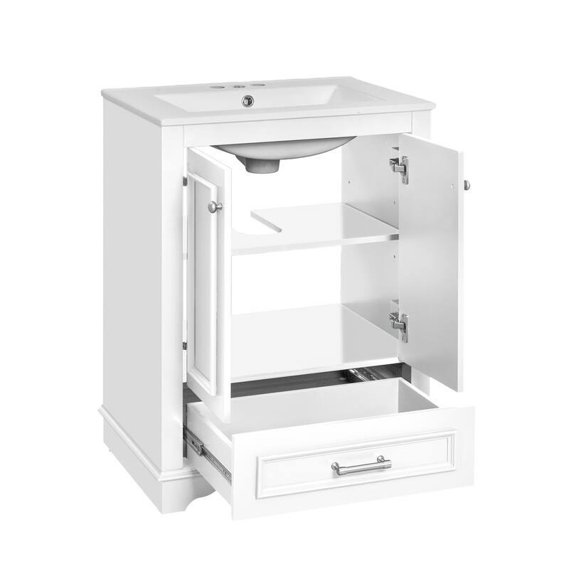 Bathroom Vanity with Sink, Bathroom Storage Cabinet with 1 Drawer and 2 Doors, Bathroom Vanities with Adjustable Shelf