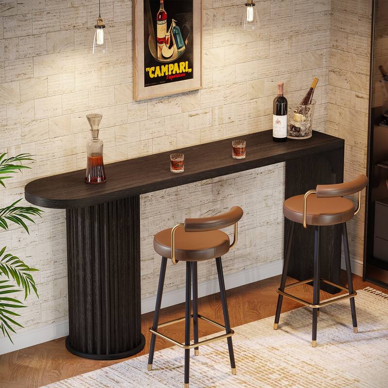 63 Inch Long Bar Table, Rectangle Bar Height Dining Table, Black Modern Pub Table for Kitchen, Living Room, Bistro