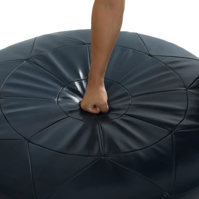 34.5" W Full-Grain Genuine Italian Leather Ottoman by Lumibee