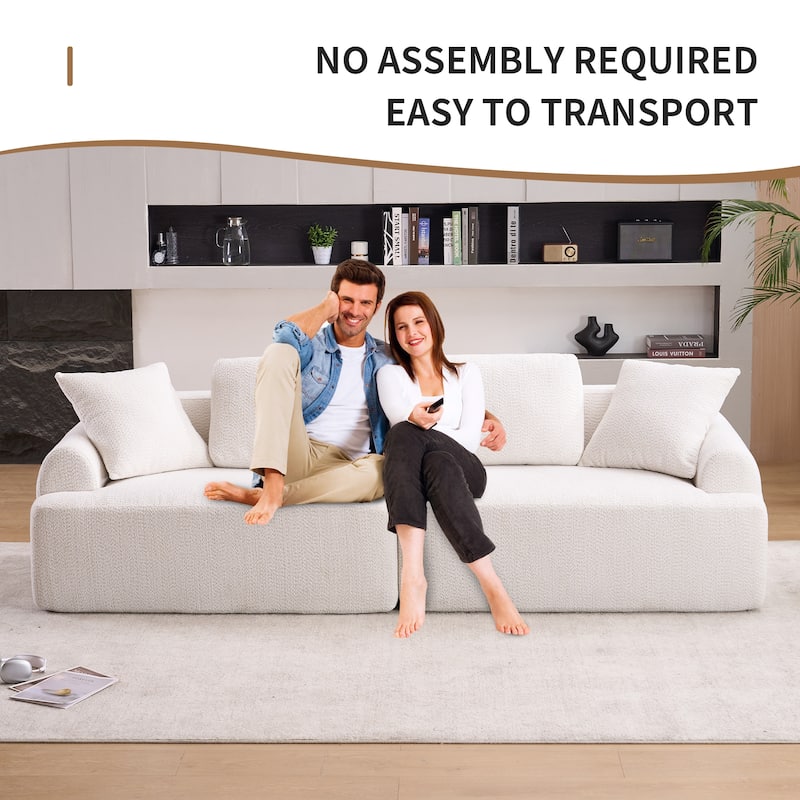 4-Seater Crochet Yarn Fabric Full Sponge Compression Combined Sofa with 4 Pillows