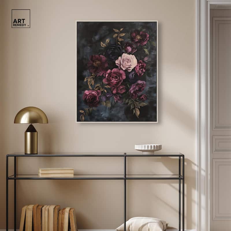 Vintage Dark Roses Canvas by Art Remedy