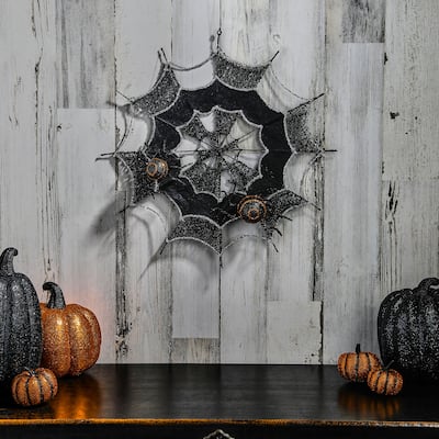 16" Glitter Spider Web With Spider