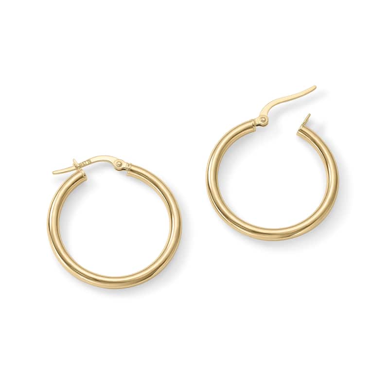 Clover 14k Yellow Gold High-Polish Round Hoop Earrings 2.5mm
