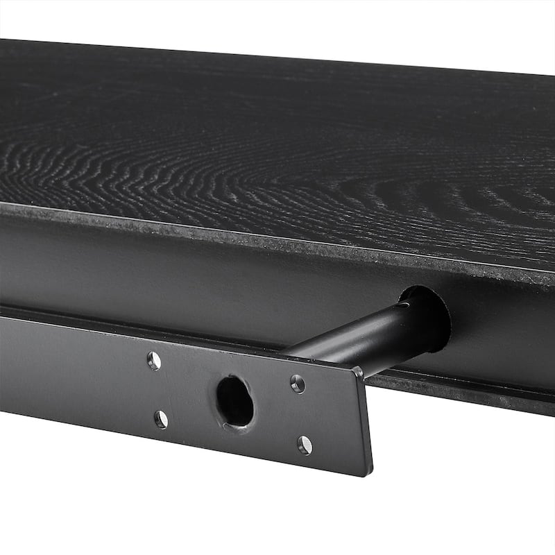 HomeRoots 75" Black Wooden Wall Mounted Floating Shelf