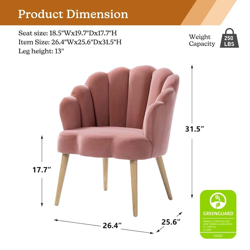 Eleanora Morden Scalloped Velvet Arm Chair with Tufted Back by HULALA HOME