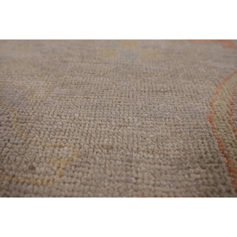 Beige Oushak Turkish Area Rug Hand-Knotted Wool Carpet - 8'9"x 11'10"