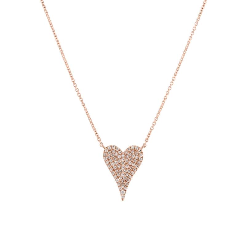 Joelle Collection Diamond Pave Heart Necklace 1/5 ct TDW 14K Rose Gold -