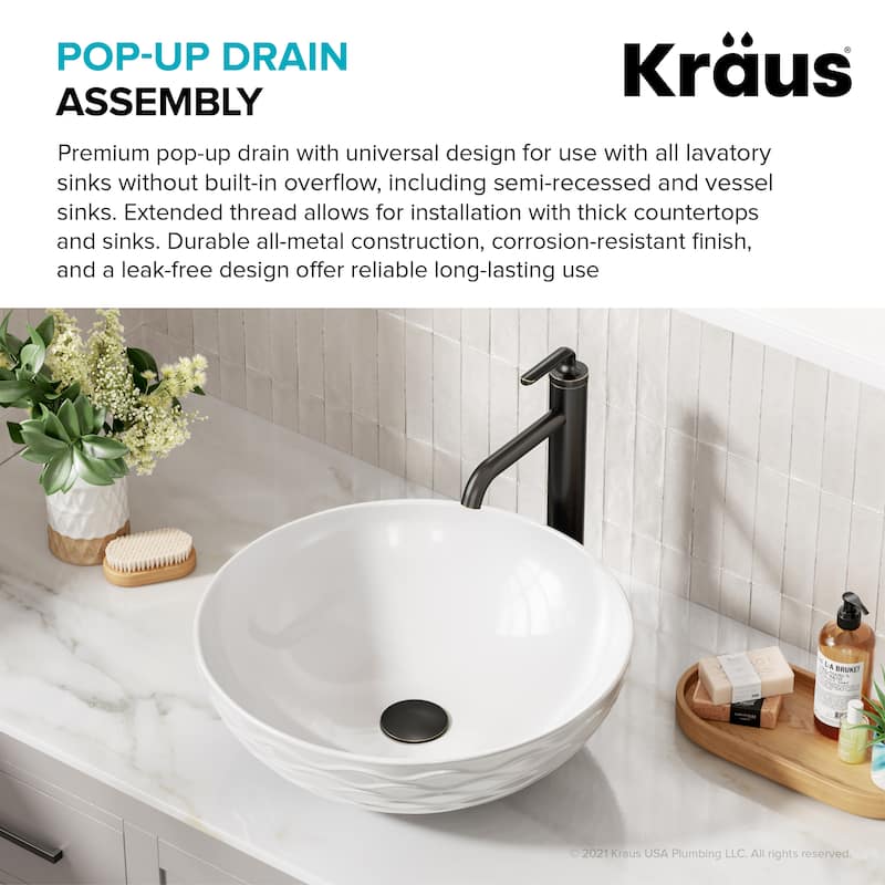 KRAUS Pop-Up Drain for Vessel Bathroom sink