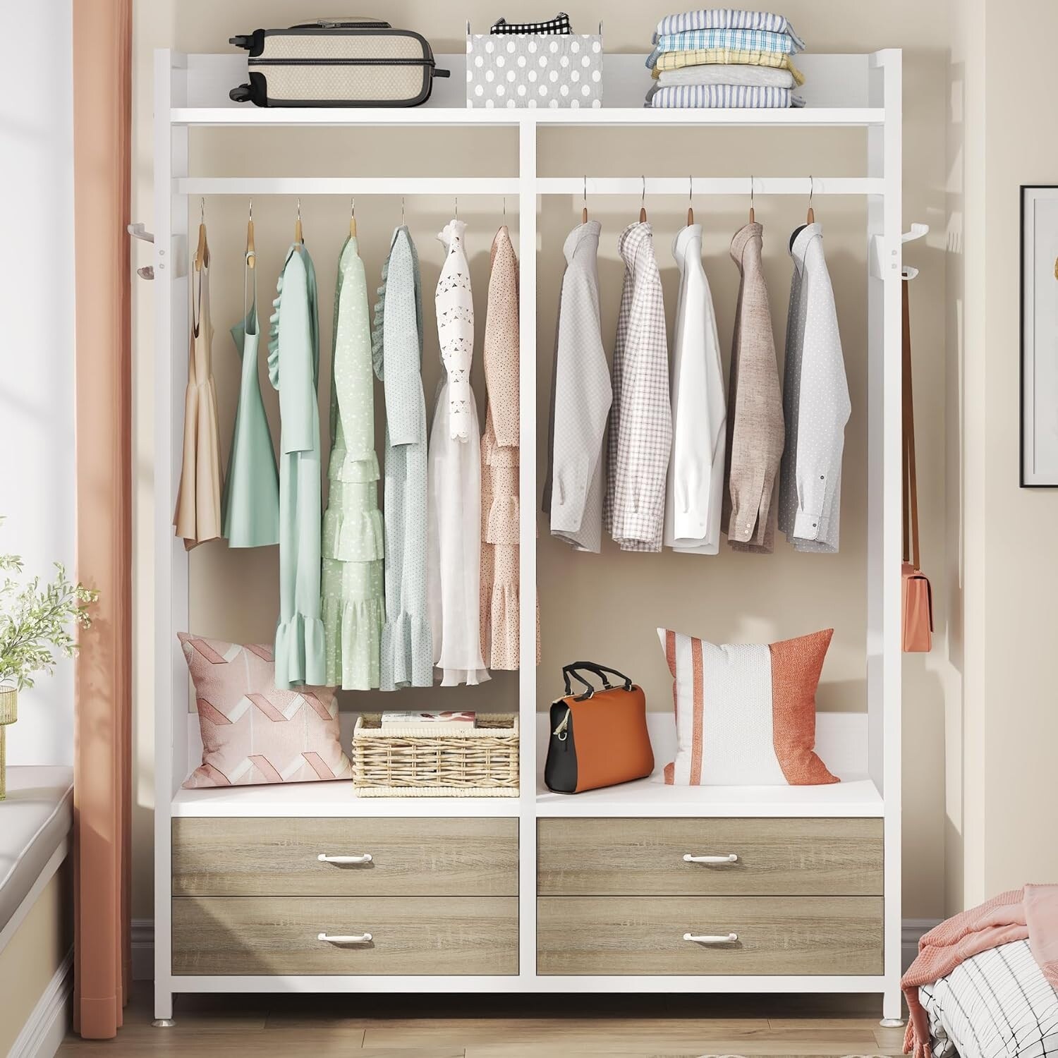 Freestanding closet with shelves clearance