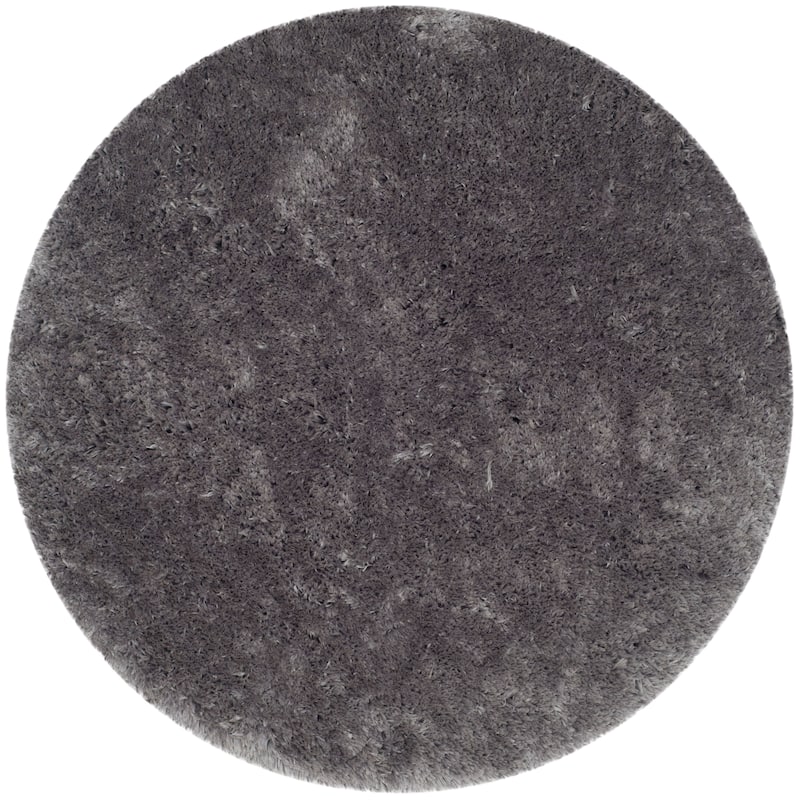SAFAVIEH Handmade Arctic Shag Guenevere 3-inch Extra Thick Rug - 7' x 7' Round - Grey