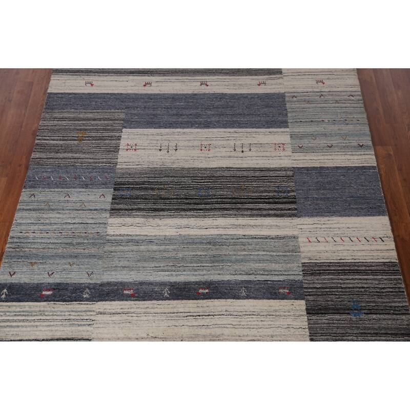 Tribal Gabbeh Indian Area Rug Hand-Knotted Wool Carpet - 5'2" x 7'6"