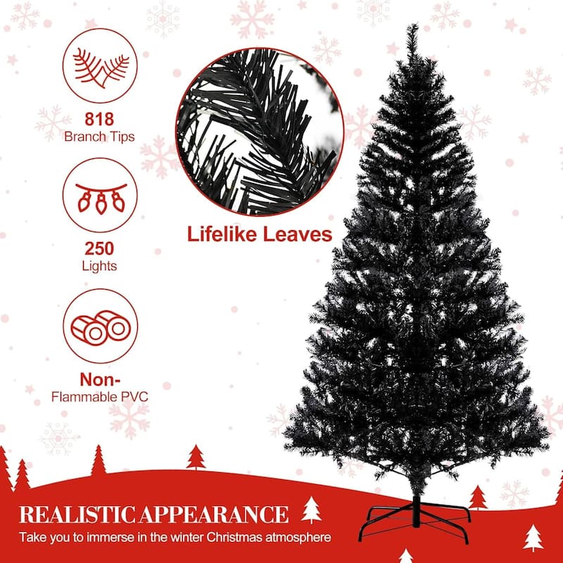 6.5 Ft Prelit Artificial Christmas Tree, Xmas Decoration for Living Room Hallway Office - 6.5 ft