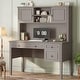preview thumbnail 93 of 156, Farmhouse Executive L Shaped Desk Home Office Desk with Drawers and Storage Cabinet & Power Outlet
