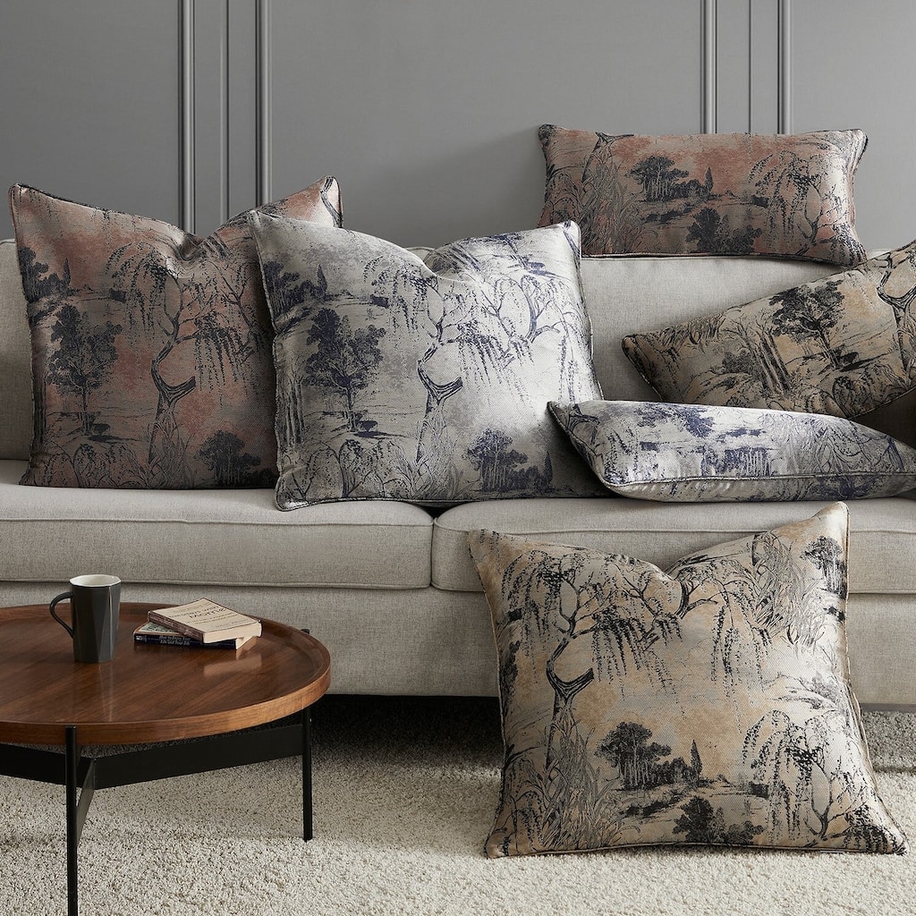 HiEnd Accents Pastoral Jacquard Lumbar Decorative Pillow, 14"x26"