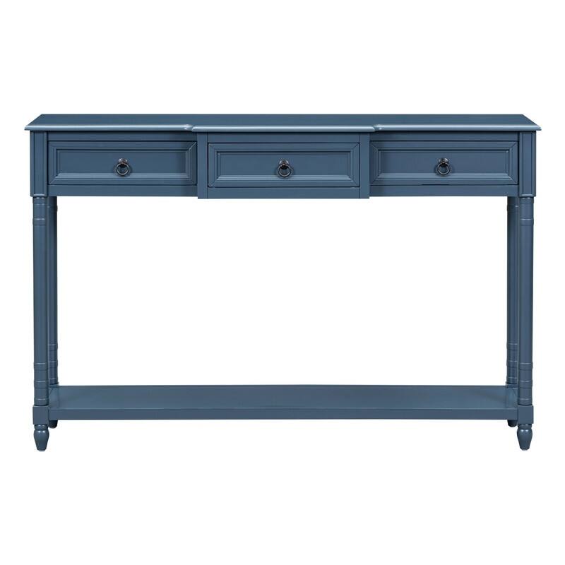 Console Table Sofa Table with Drawers for Entryway with Projecting Drawers and Long Shelf