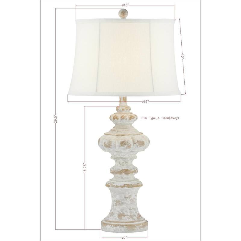Mara 30" Table Lamp with Linen Shade, Distressed Gray (Set of 2)