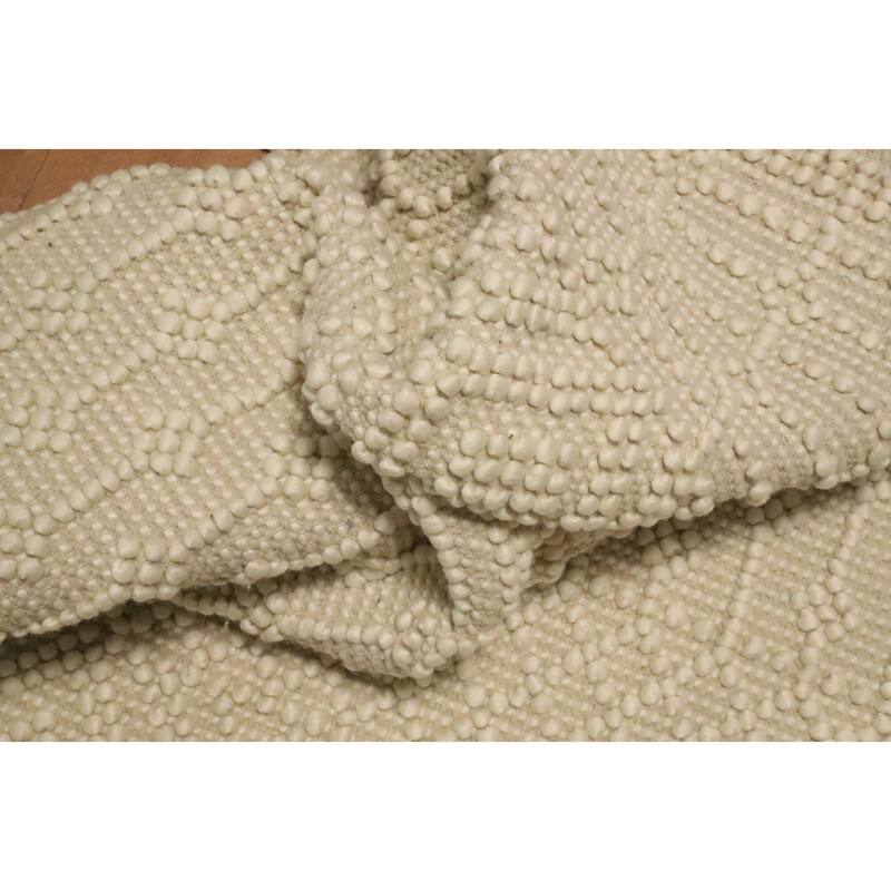 Hand Knotted Oriental 100% Wool Carpet Modern Geometric Beige & Ivories Modern Gotti Design Area Rug - 7' 5'' X 5' 0''