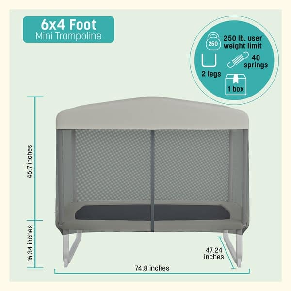 6ft x 4ft Rectangle Mini Trampoline for Kids and Toddlers