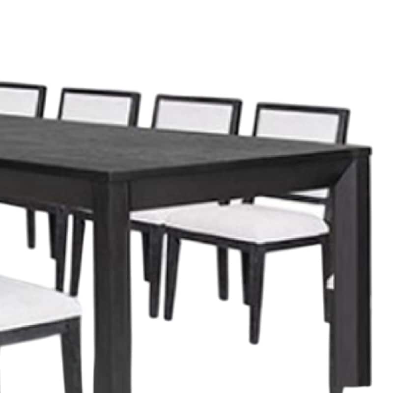 Kizie 9pc Dining Table Set, 94-118 Inch Extendable, Black Wood Chairs