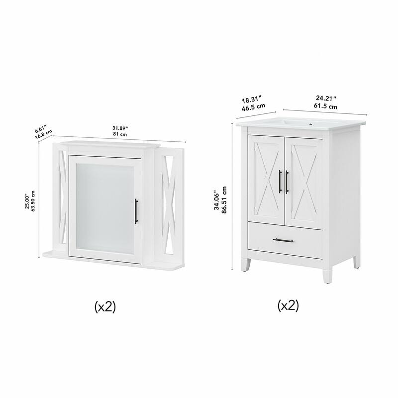 Key West 48W Double Vanity with Sinks and Cabinets by Bush Furniture