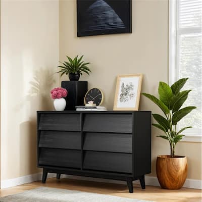 6 Drawer Double Dresser Features Vintage-style and Bevel Design