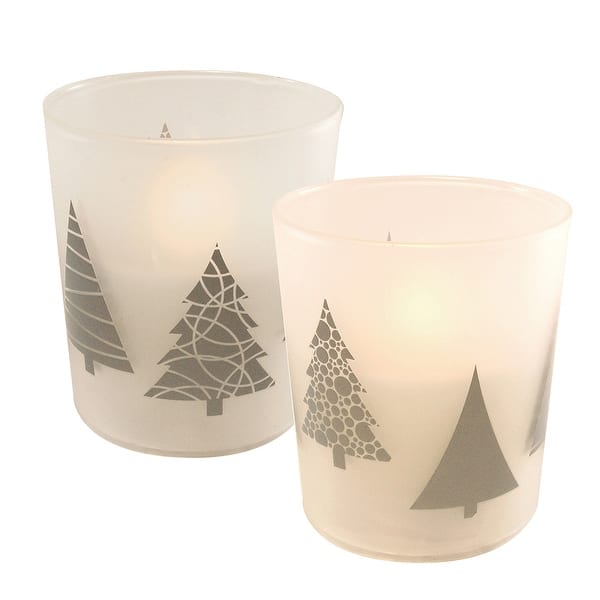 Shop Black Friday Deals On Set Of 2 Green Christmas Tree Battery Operated Led Candles 3 75 Overstock 29917960