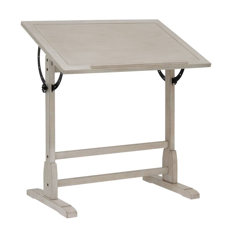 Studio Designs 36-inch Vintage Wood Drafting Table with Angle Adjustable Top for Drawing - Coastal Whitewash