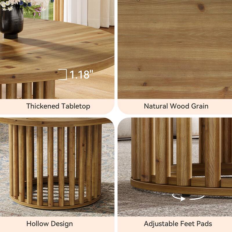31.5-Inch Solid Wood Round Coffee Table