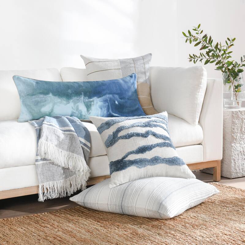 Villa by Classic Home Passage 22" Belgian Linen Blend Throw Pillow
