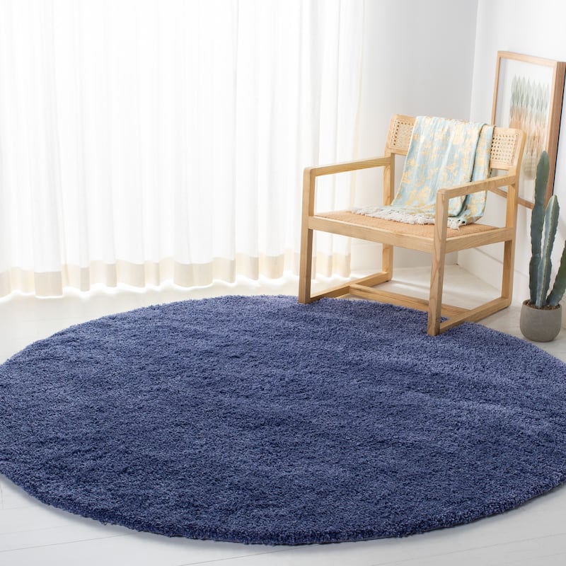 SAFAVIEH California Premium Shag Izat 2-inch Thick Area Rug - 6'7" Round - Periwinkle