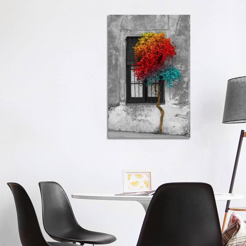 iCanvas "Tree in Front of Window Rainbow Pop Color Pop" by Panoramic Images Canvas Print - 40x26x1.5