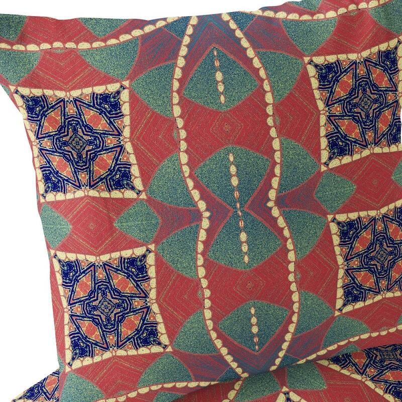 HomeRoots Set of Two 16" X 16" Blue and Green Blown Seam Eclectic Indoor Outdoor Throw Pillow - 16.00' X '16.00' X '5.00