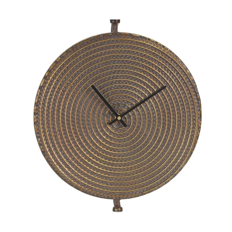 Round Wall Clock with Suspended Stand - 16.25" - Bronze