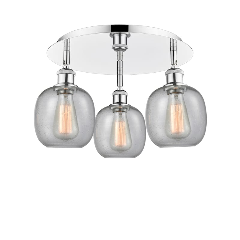 Innovations Lighting Belfast - 3 Light 18" Flush Mount - Polished Chrome/Seedy