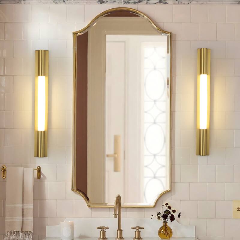 24" Modern Black/Gold LED Wall Sconce - 10W 3000K Warm Light, Linear Fixture for Bedroom & Hallway