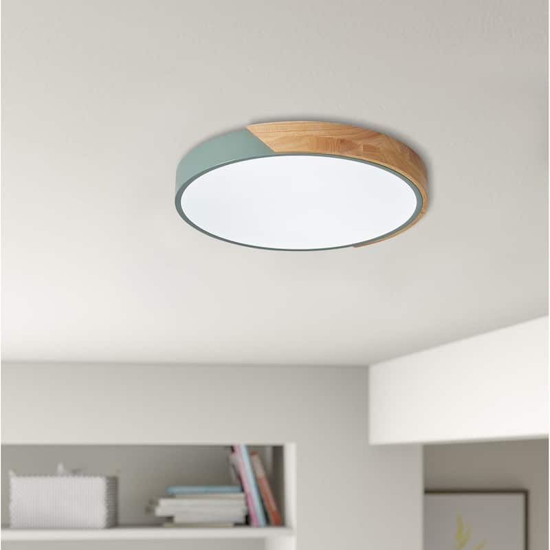Modern Simple Circle LED Flush Mount Ceiling Light Fixture - 15.74" - Green