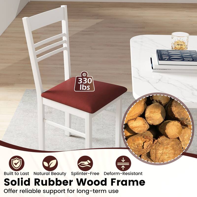 Gymax Wood Dining Chairs Set of 2 w/Rubber Wood Frame Padded Seat &